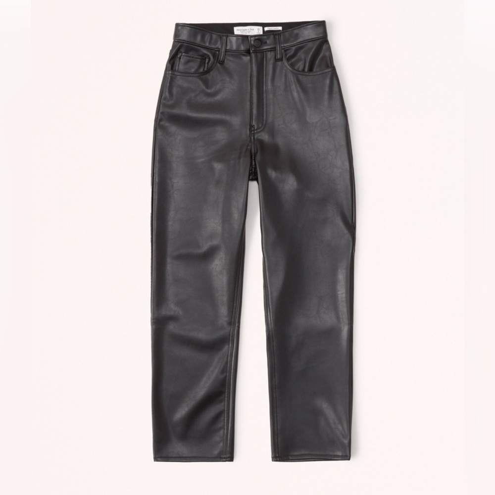 Abercrombie & Fitch - Vegan Leather Ankle Straight Pants Black - Size 26S
